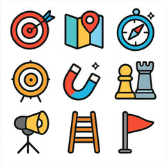 Positioning Icons: Professional Vector Set for Marketing & Business
