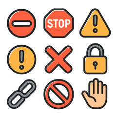 Prohibited Icon Set: Modern Vector Icons for Website and App Design