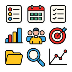Project Icon Set: Professional Vector Icons for Business and Management