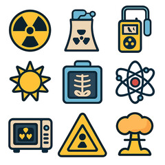 Radiation Icons:  High-Impact Vector Set for Warning & Safety