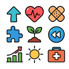 Recovery Icons: Modern Vector Illustrations for App & Web Design