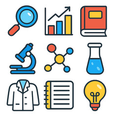 Research Icons: Professional Vector Set for Data Analysis & Science
