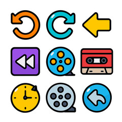 Rewind Icons:  Stylish Vector Icons for Multimedia & Technology Projects