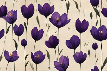 Fototapeta premium Frostweed Minimalist seamless pattern background vector, cute plants graphic