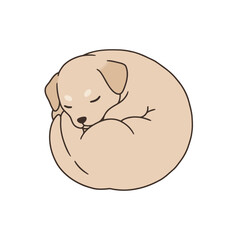 Naklejka premium Sleeping Dog Animal Cartoon Icon Set in Flat Style for Pet Lovers and Relaxation Design