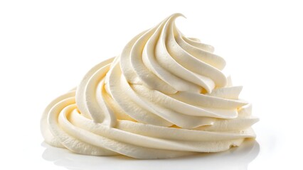 "Perfect Whipped Cream Swirl Isolated on White for Dessert Designs