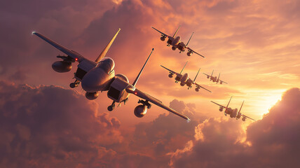 airplane in the sunset