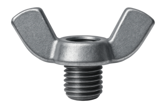 Galvanized steel wing nut with a coarse thread for use in heavy-duty agricultural machinery.