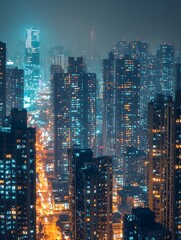 In the night scene of the city, the lights twinkle like stars