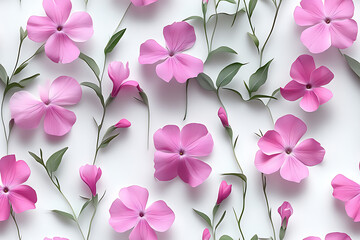 Fototapeta premium Garden Phlox Minimalist seamless pattern background vector, cute plants graphic