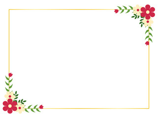 Vintage Red Floral Frame with Leaf Decoration for Elegant Announcements, Flyers, and Printable Art