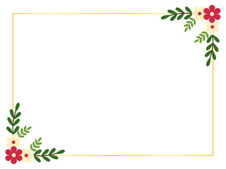 Obraz premium Minimal Red Floral Ornament with Botanical Accents for Invitation Backgrounds and Decorative Borders