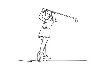 golf concept. Single line draw design. Vector graphic illustration