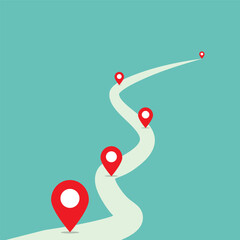Starting from road and path with marker. Business project milestone road concept. Can be a symbol of route in business.