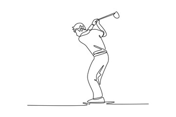 golf concept. Single line draw design. Vector graphic illustration