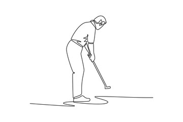golf concept. Single line draw design. Vector graphic illustration