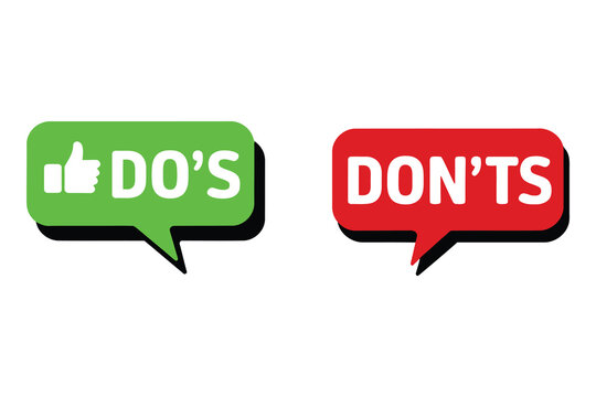 Do s and don ts comparison with thumbs up and speech bubbles