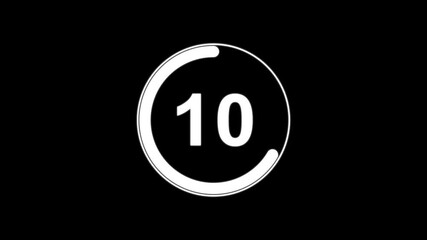 Circle countdown timer one minute animation from 15 to 0 second animation with alpha channel, 15 second countdown timer, Countdown video on black background. - Powered by Adobe