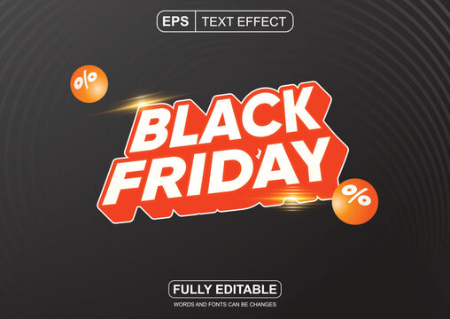Black Friday editable font, White base and orange outline with some decorative highlights in the corners. Round orange promotional decoration. Provides an attractive impression and a lively promotion 