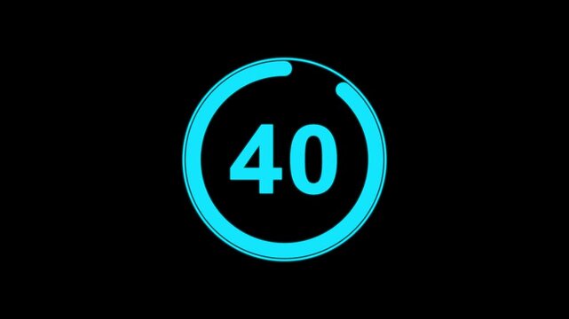 Countdown one minute animation from 45 to 0 seconds, 45 second countdown Animation background