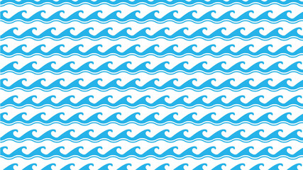 Ocean Wave Pattern: A dynamic, seamless pattern of stylized ocean waves, rendered in shades of blue. This design evokes the motion and rhythm of the sea. 