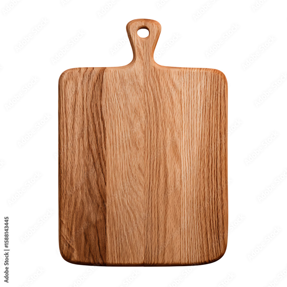 Poster rectangular wooden cutting board with a handle. isolated on white background or transparent backgrou