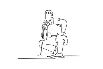 golf concept. Single line draw design. Vector graphic illustration