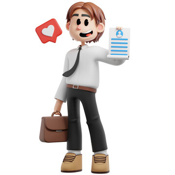 Business Person Holding CV 3D character