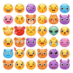 set of funny cartoon smileys