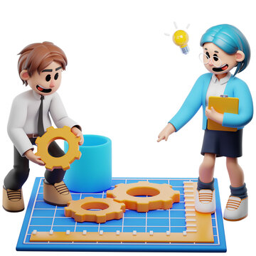 Business Team Working on Project 3D character