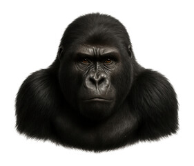 Fototapeta premium Mountain gorilla with dense black fur and pronounced brow ridge