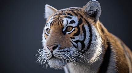 Fototapeta premium Tiger portrait, studio shot, dark background, wildlife conservation
