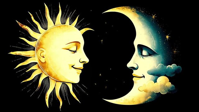 The golden sun and silver moon swirl lazily across the sky, their painted faces grinning as they switch places &ndash; day for night, joy for sorrow.