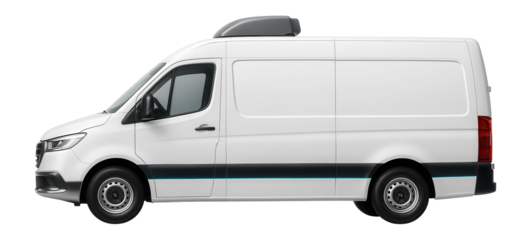 Refrigerated transport van with sleek design and wrap-around front bumper