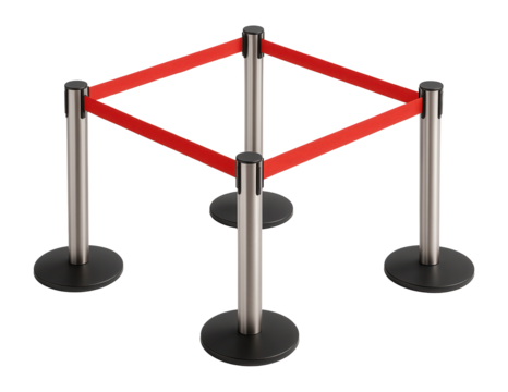 Standing area featuring retractable stanchions for flexible space