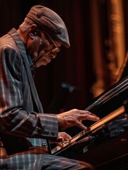 On the stage, the instruments shine brilliantly under the lights