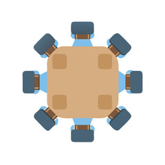 Office meeting table with chairs top view vector