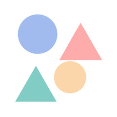 Flat design of basic geometric shapes in pastel colors