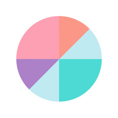 Flat pastel pie chart icon with four segments