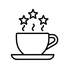 Hot beverage cup with three stars in line icon