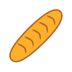 Baguette bread illustration in simple flat design