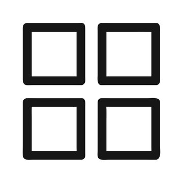 Four square icon in bold black outline	