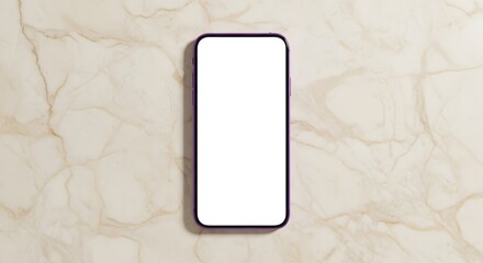 Purple Smartphone on Marble Background Mockup for App or Website Presentation