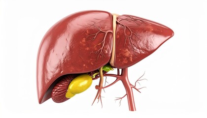 Detailed Anatomical Illustration of Human Liver on a Clean White Background