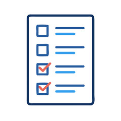 Blue checklist with ticked boxes in outline style