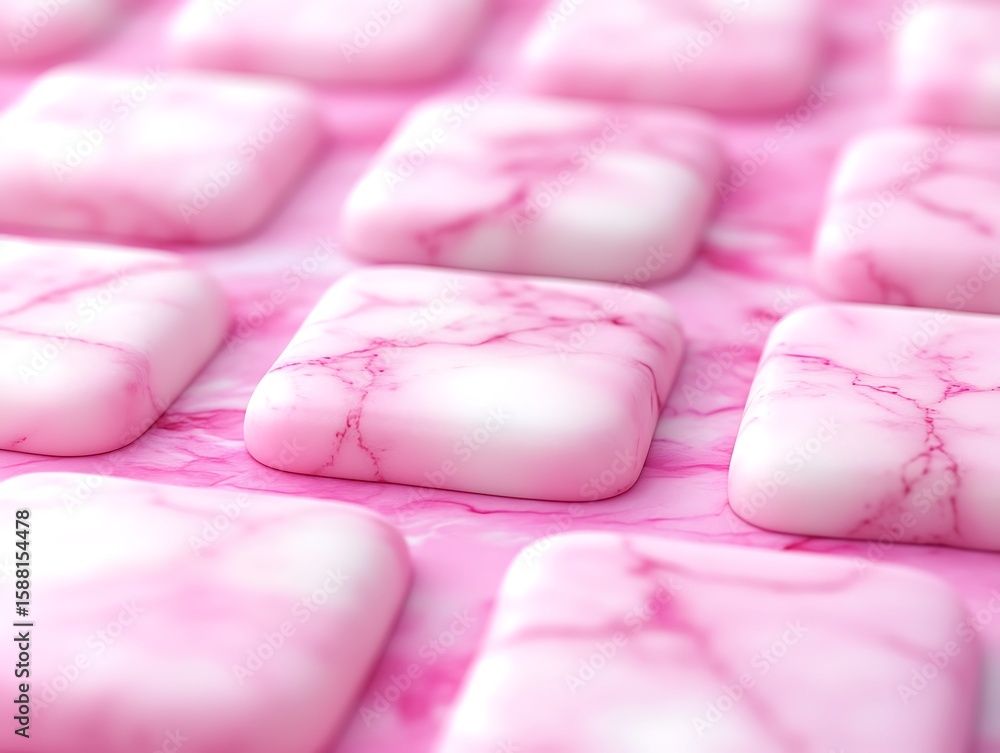 Aufkleber abstract marble square tiles arranged in a repeating pattern on a pink surface