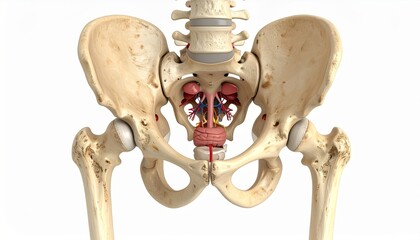 Detailed Anatomy of Human Pelvis on White Background for Medical Illustrations