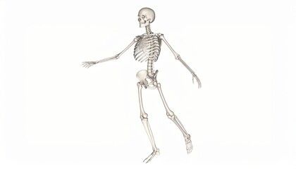 Realistic Human Skeleton Model on White Background for Educational Purposes