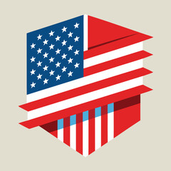 Obraz premium USA flag: A patriotic symbol of the United States, this illustration showcases the red, white, and blue national banner with stars