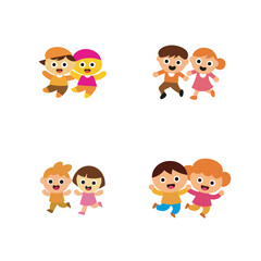 flat vector children embarking on playful mischief set bundle